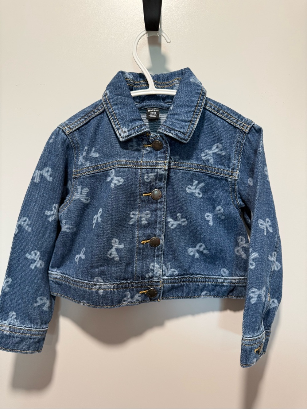 Joe fresh toddler bow Jean jacket 18-24 months